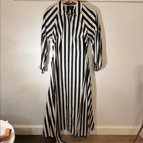 Kate Spade Women’s Terrace Stripe Dress Black White Button Down Poplin Size S - Picture 5 of 9